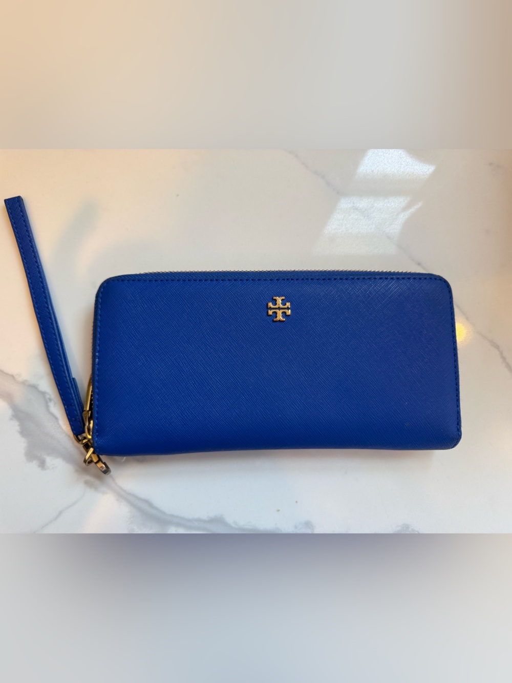 Tory Burch Cobalt Blue Zip-Around Wallet Wristlet